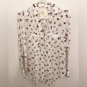 Anthropologie Maeve mushroom print blouse size small